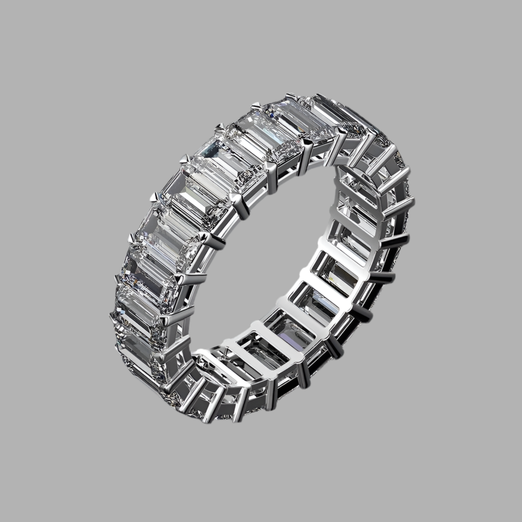 Zirconia baguette eternity ring