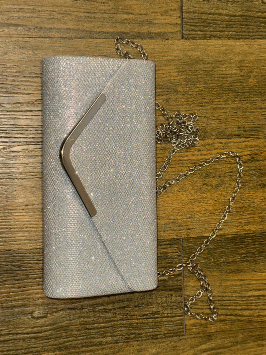Silver glitter clutch